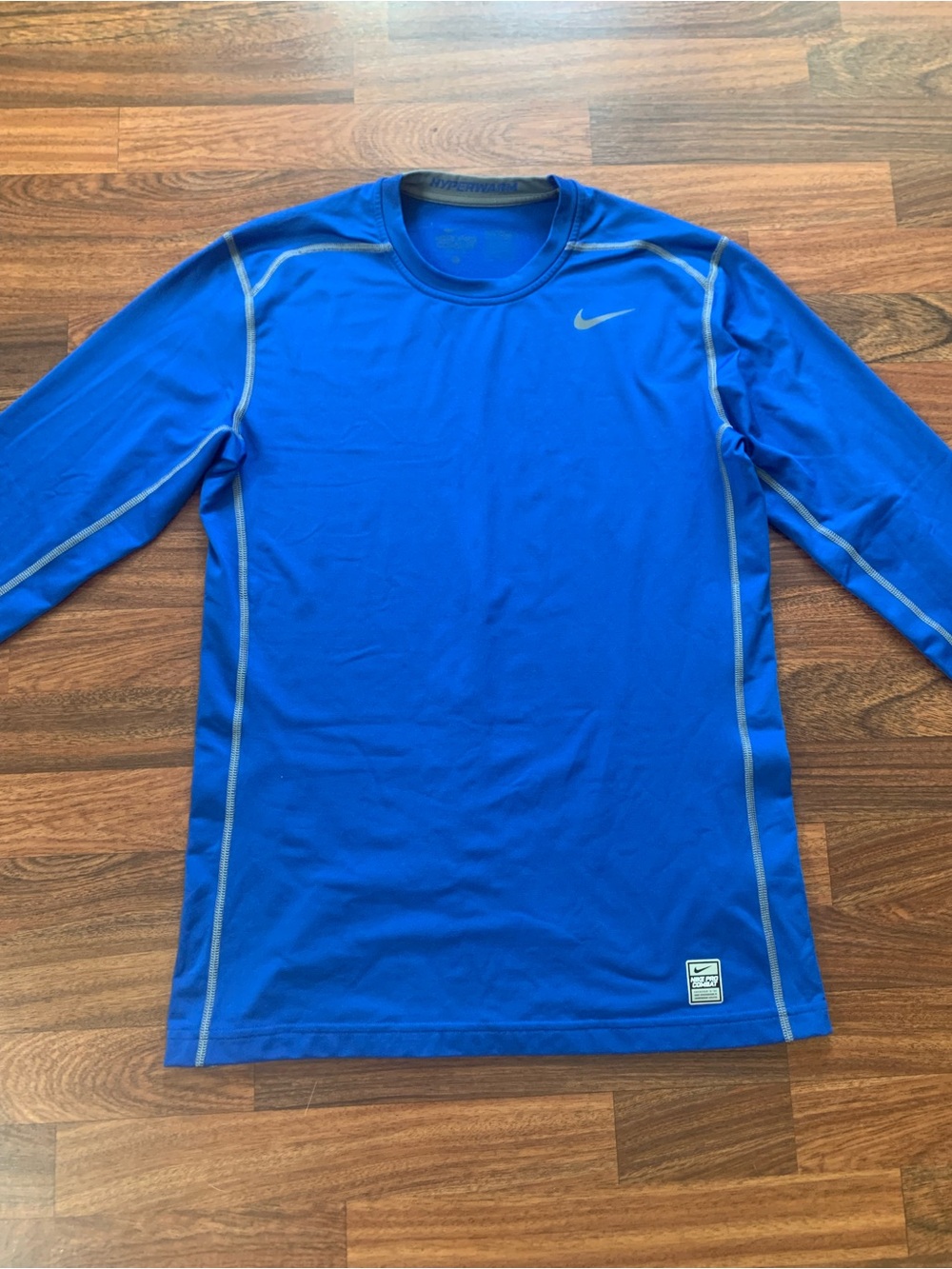 Nike Pro Combat Hyperwarm Blue Activewear Long Sleeve Fitted Shirt Men’s Medium